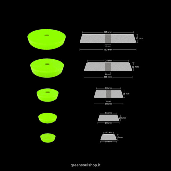 Dimensioni tampone trapezoidale verde - Zvizzer